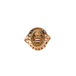 Bague Chevalière AUGIS en or jaune, rubis et diamant - Castafiore