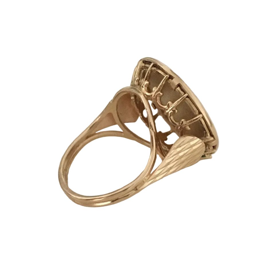 Bague Chevalière AUGIS en or jaune, rubis et diamant - Castafiore