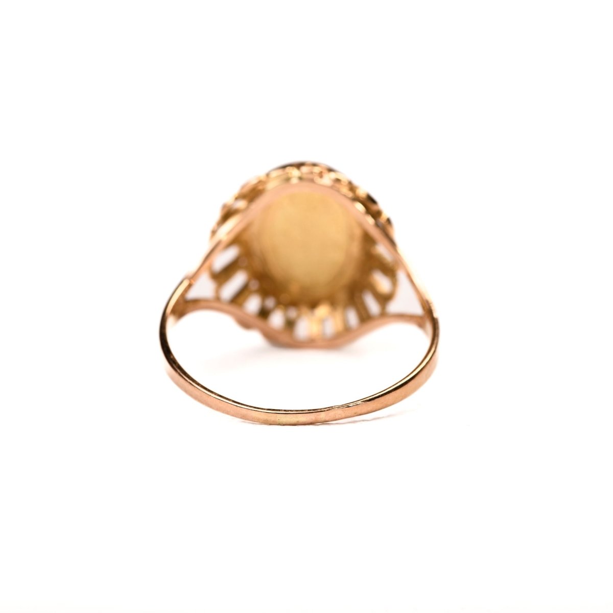 Bague chevalière Augis vintage diamant rubis en or jaune - Castafiore