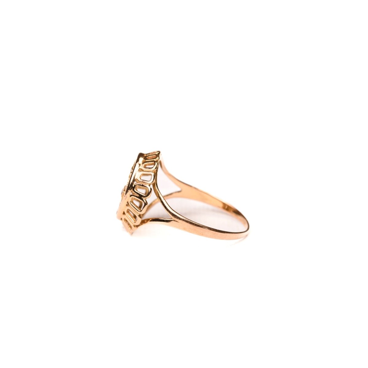 Bague chevalière Augis vintage diamant rubis en or jaune - Castafiore