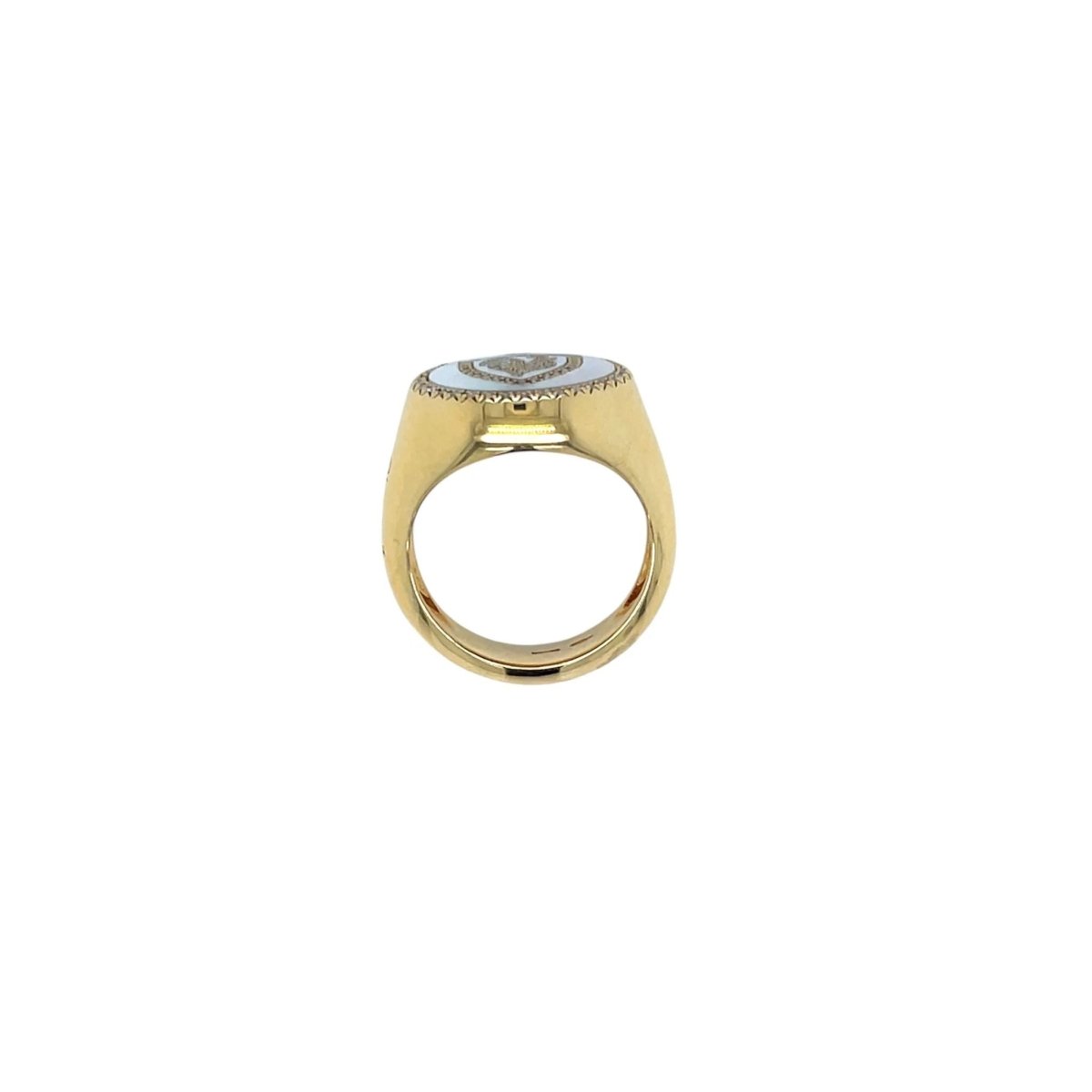 Bague Chevalière CHANTECLER en or avec nacre et diamants - Castafiore