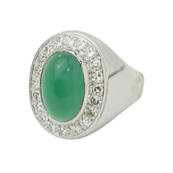 Bague Chevalière en or blanc, agate et diamants - Castafiore