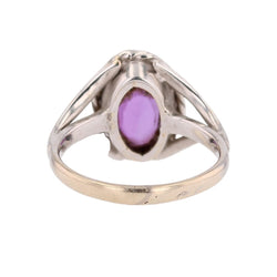 Bague Chevalière en or blanc et améthyste - Castafiore