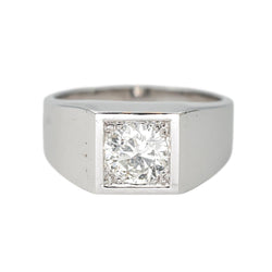 Bague Chevalière en or blanc et diamant - Castafiore