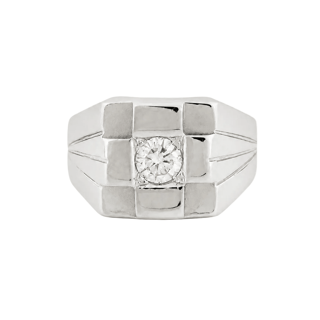 Bague Chevalière en or blanc et diamant - Castafiore