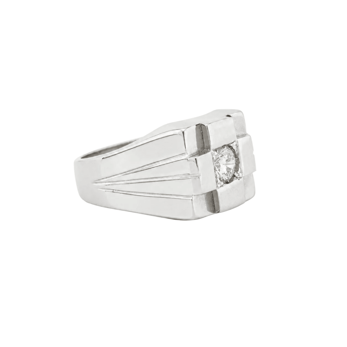 Bague Chevalière en or blanc et diamant - Castafiore