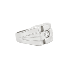 Bague Chevalière en or blanc et diamant - Castafiore