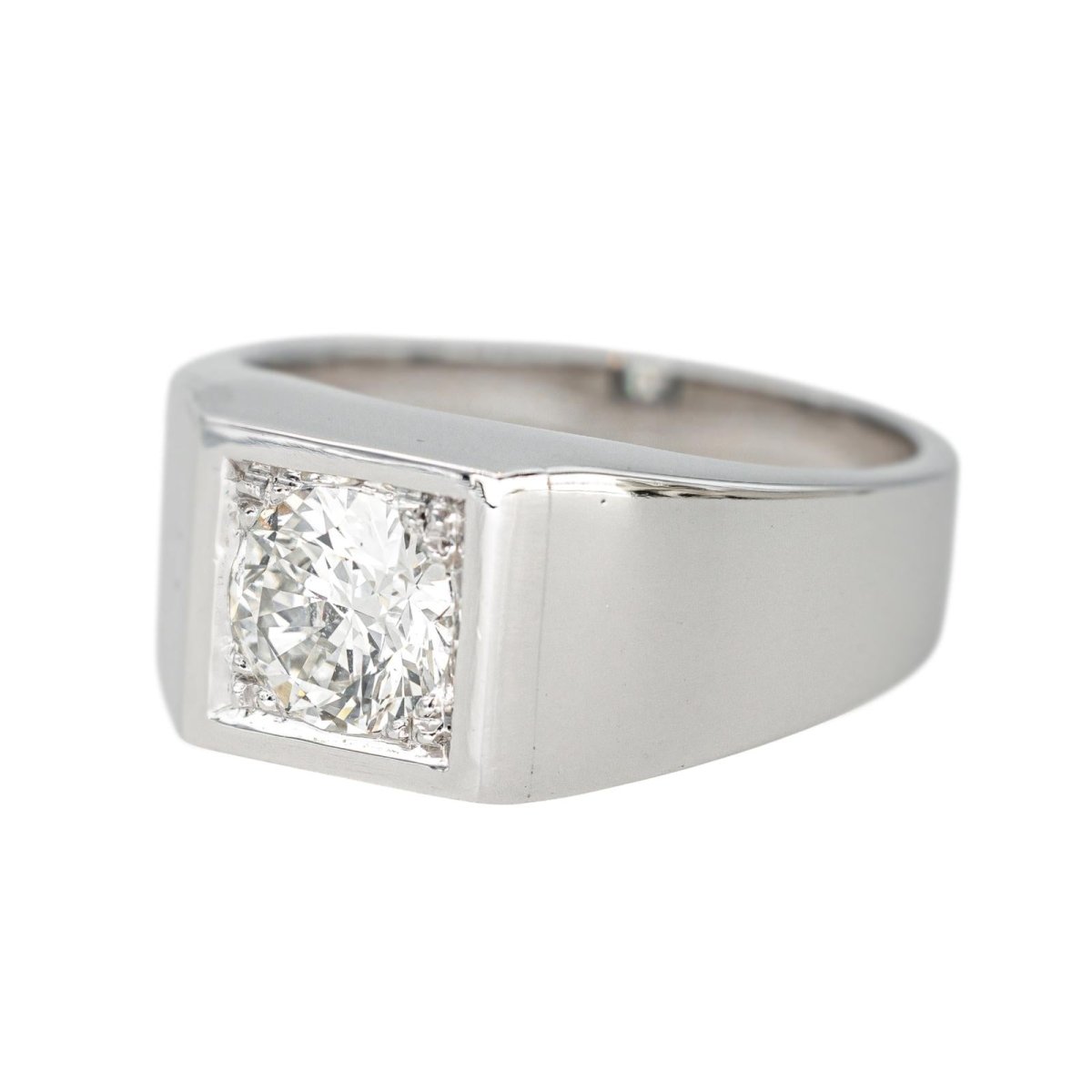 Bague Chevalière en or blanc et diamant - Castafiore