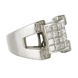 Bague Chevalière en or blanc et diamants - Castafiore