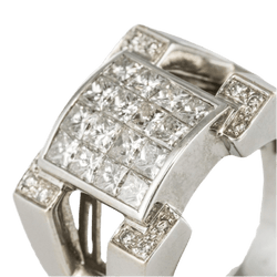 Bague Chevalière en or blanc et diamants - Castafiore