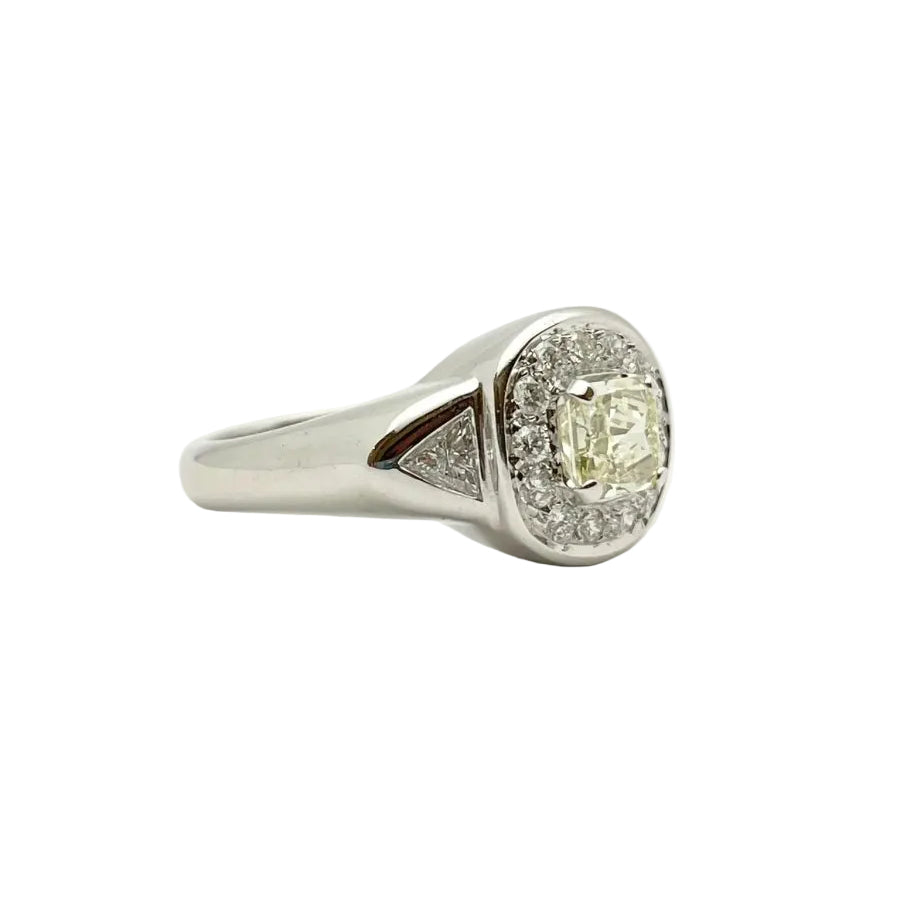 Bague Chevalière en or blanc et diamants - Castafiore