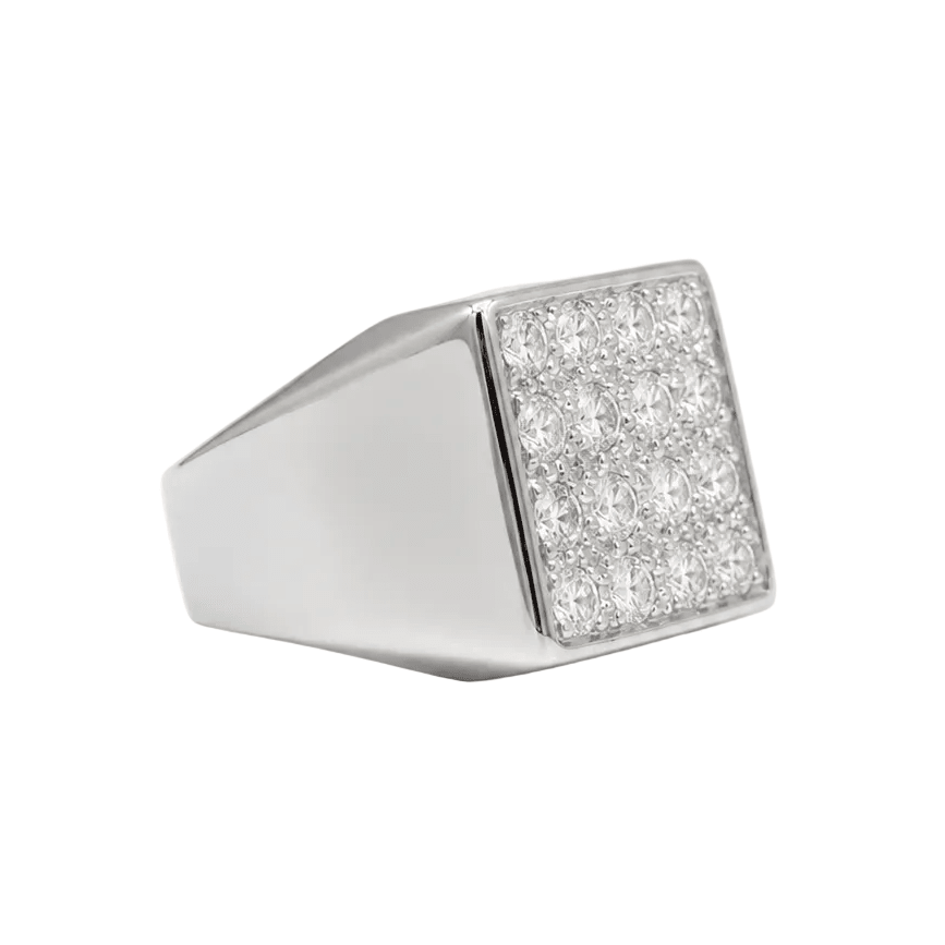 Bague Chevalière en or blanc et diamants - Castafiore
