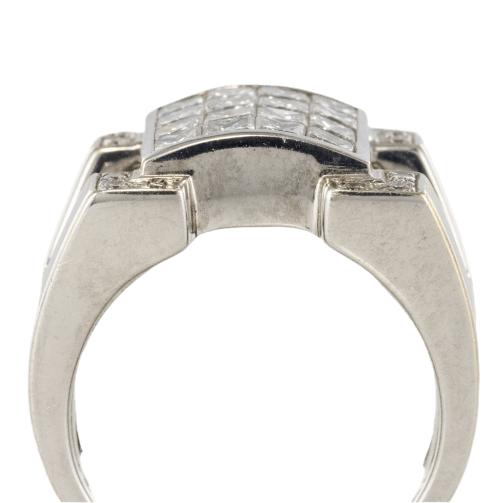 Bague Chevalière en or blanc et diamants - Castafiore