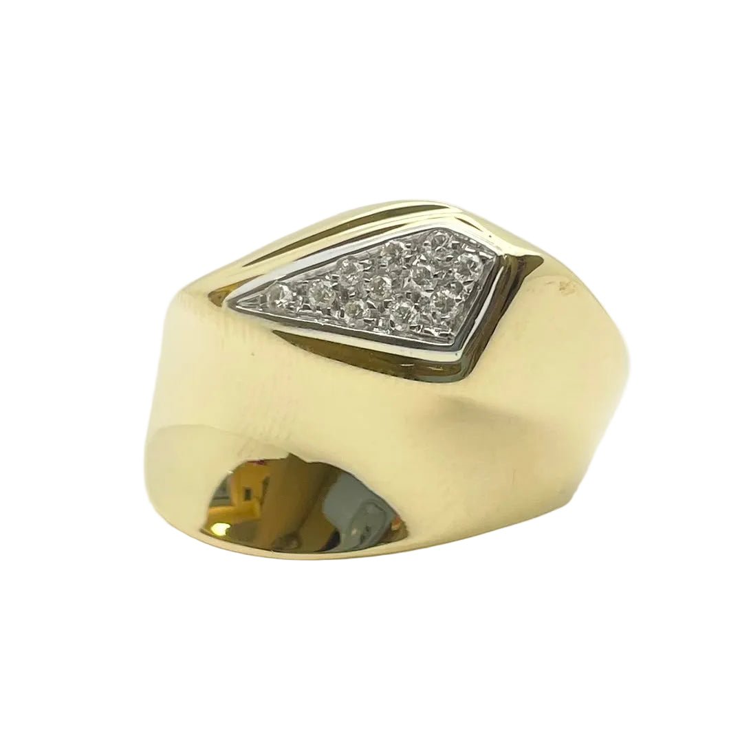 Bague Chevalière en or blanc, or jaune et diamants - Castafiore