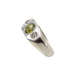 Bague Chevalière en or blanc, tourmaline et diamants - Castafiore