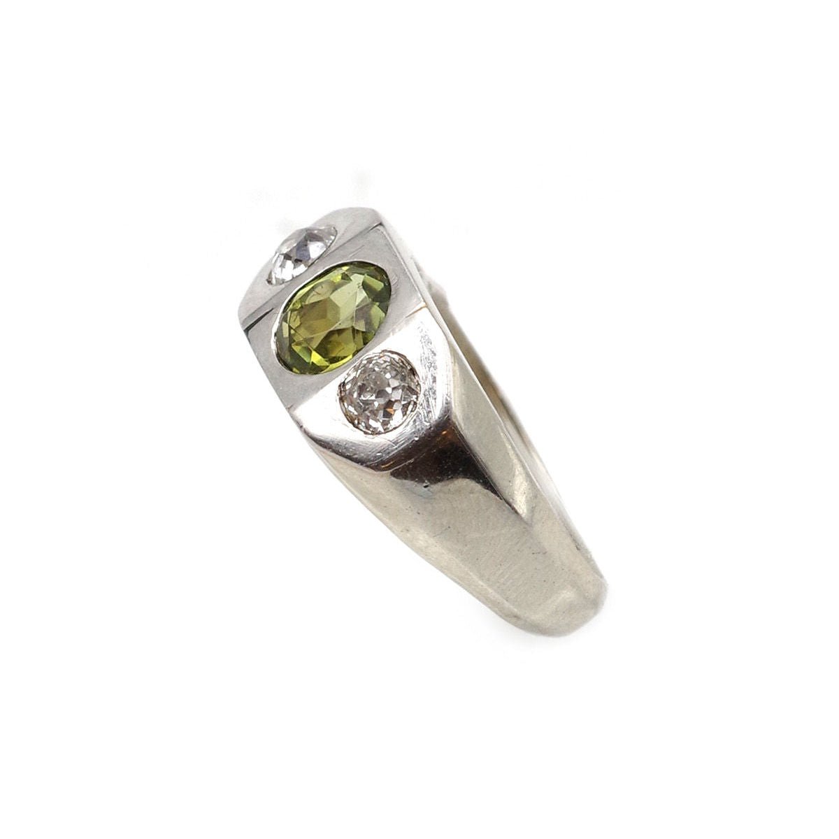 Bague Chevalière en or blanc, tourmaline et diamants - Castafiore