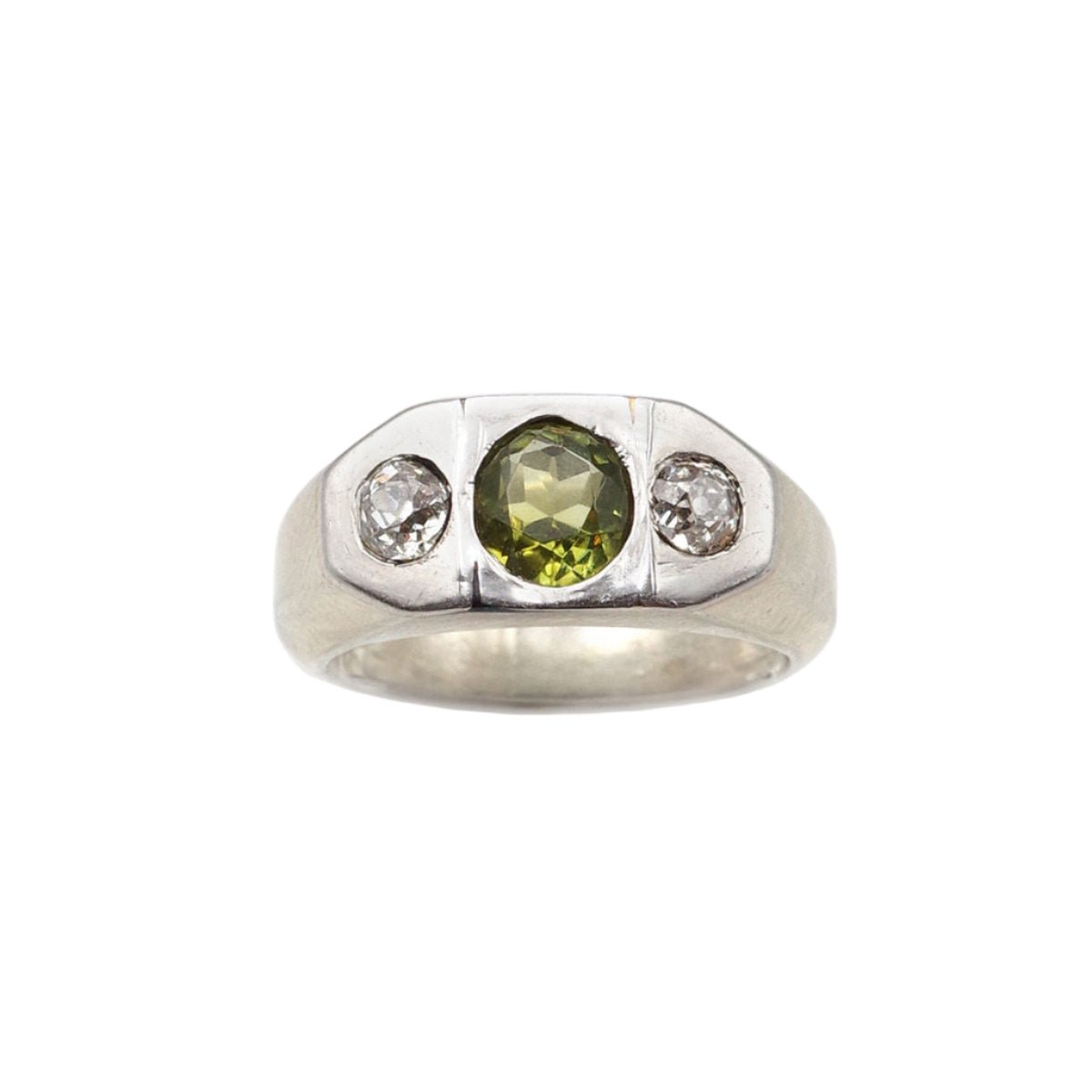 Bague Chevalière en or blanc, tourmaline et diamants - Castafiore