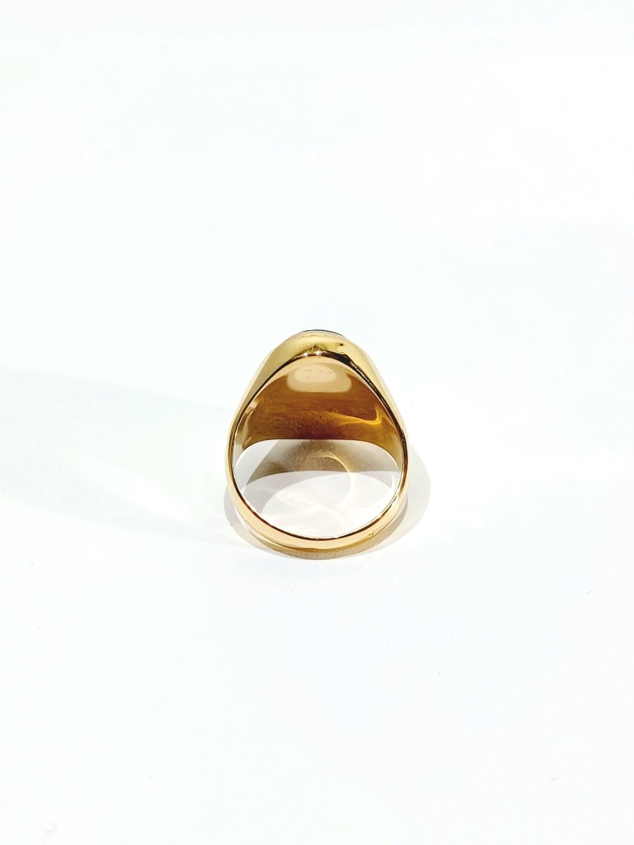 Bague Chevalière en or champagne et jaspe - Castafiore