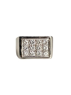 Bague Chevalière en or gris 18k et diamants - Castafiore