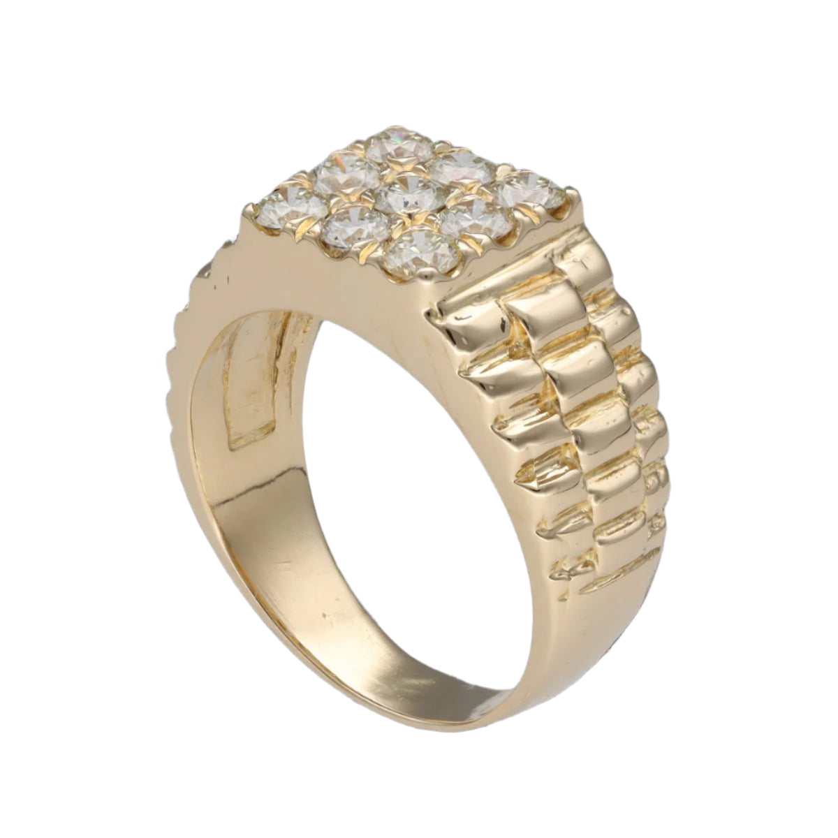 Bague Chevalière en or jaune 18k avec 1,00 Ct de diamants brillants. Taille 59 - Castafiore