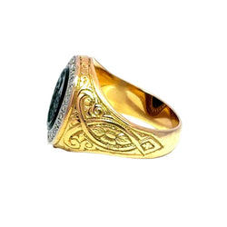 Bague Chevalière en or jaune, camée et diamants - Castafiore