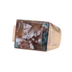 Bague Chevalière en or jaune et agate - Castafiore