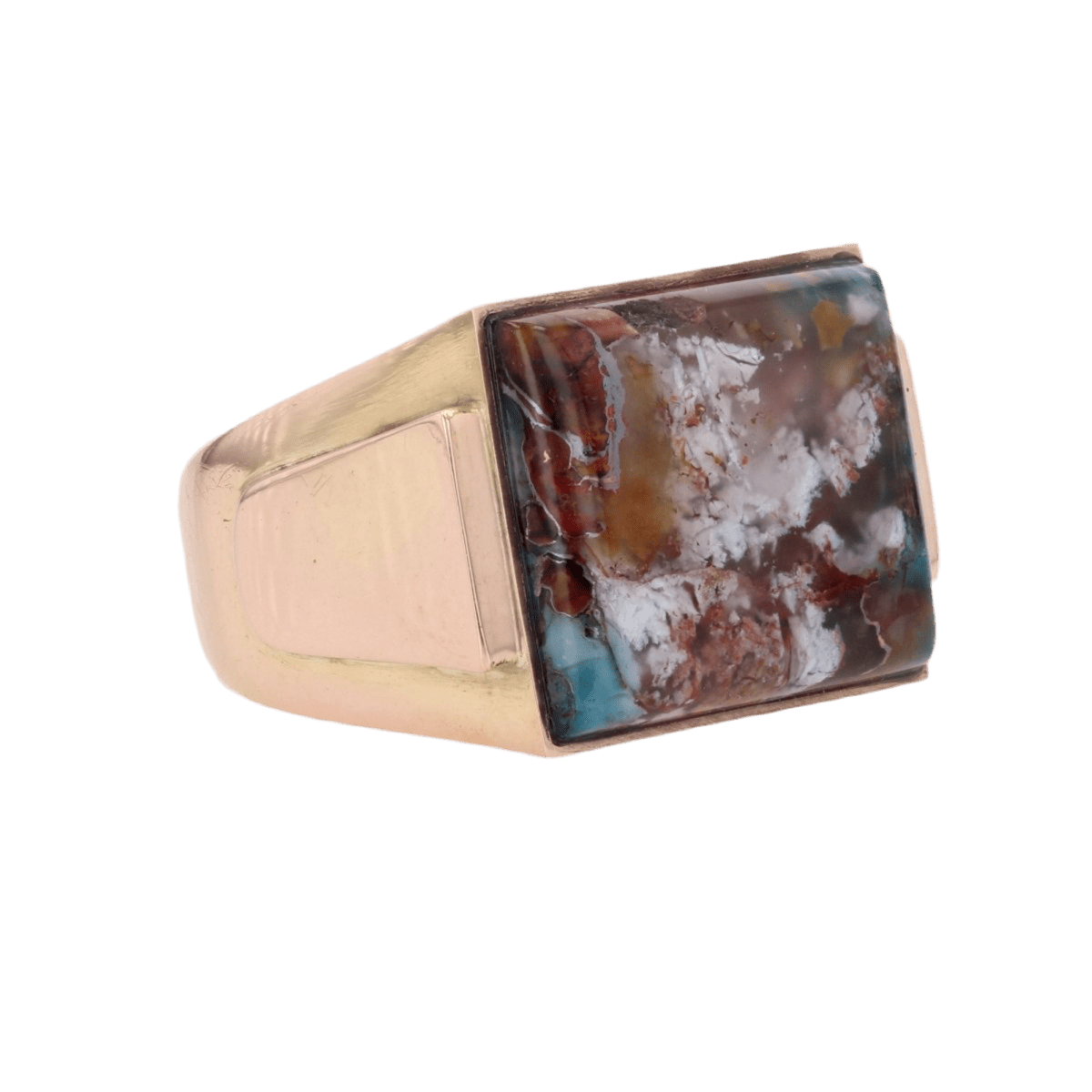 Bague Chevalière en or jaune et agate - Castafiore