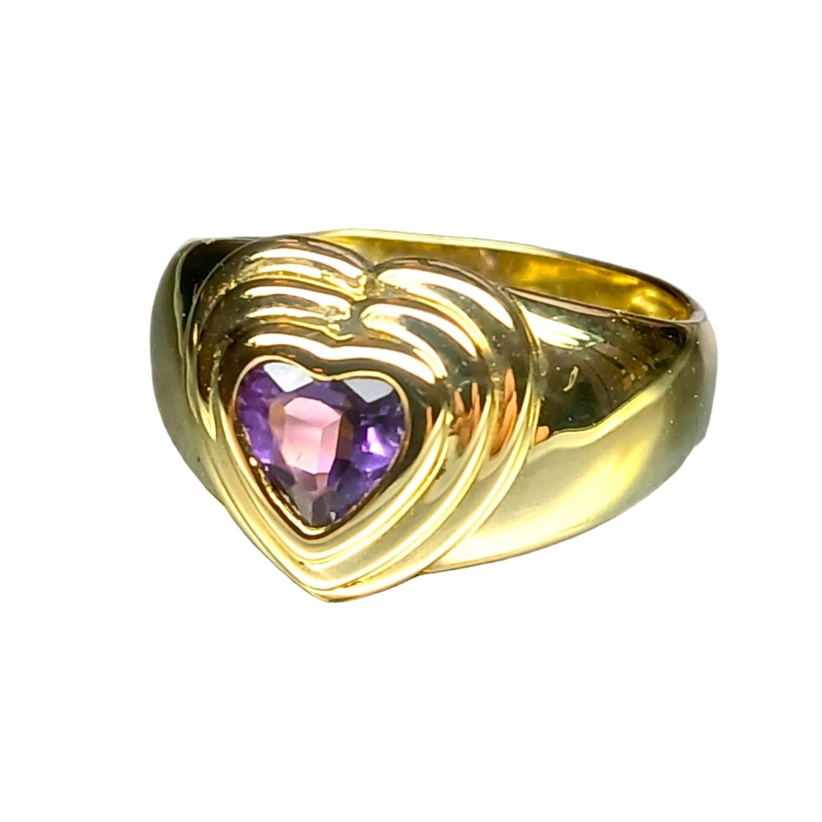 Bague Chevalière en or jaune et améthyste - Castafiore