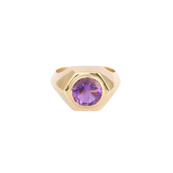 Bague Chevalière en or jaune et améthyste - Castafiore