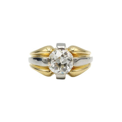 Bague Chevalière en or jaune et blanc et diamant - Castafiore