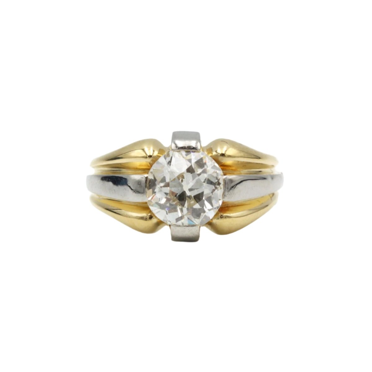 Bague Chevalière en or jaune et blanc et diamant - Castafiore