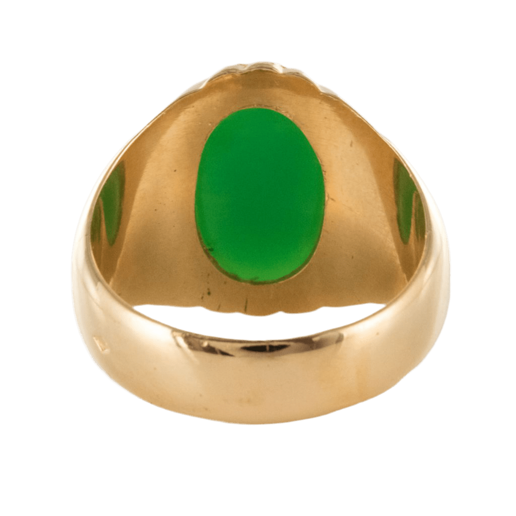 Bague Chevalière en or jaune et chrysoprase - Castafiore