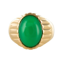 Bague Chevalière en or jaune et chrysoprase - Castafiore