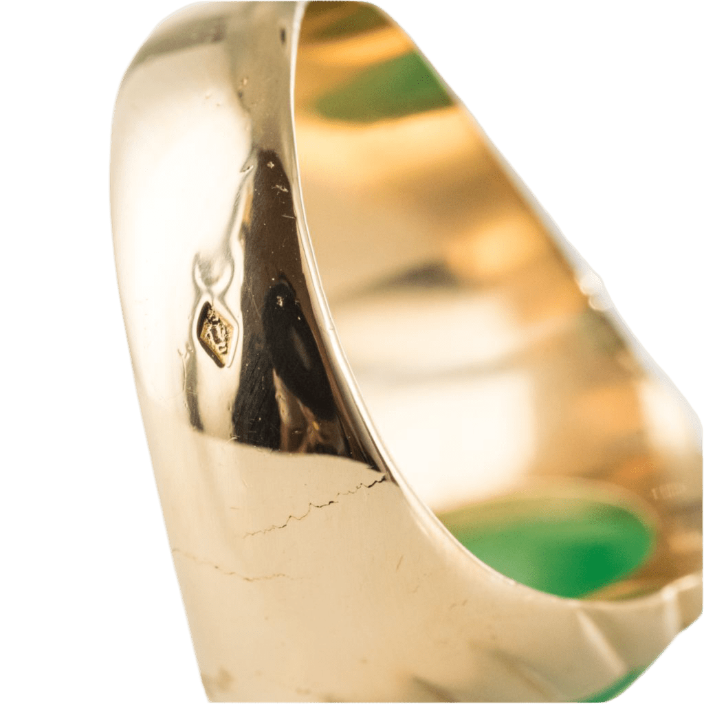 Bague Chevalière en or jaune et chrysoprase - Castafiore