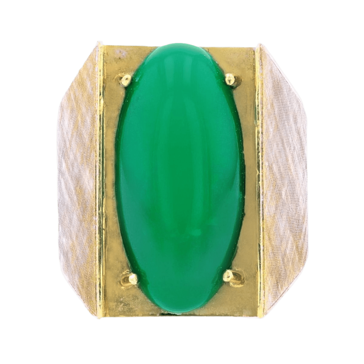 Bague Chevalière en or jaune et chrysoprase - Castafiore
