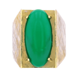 Bague Chevalière en or jaune et chrysoprase - Castafiore