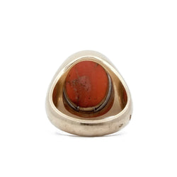 Bague chevalière en or jaune et corail - Castafiore