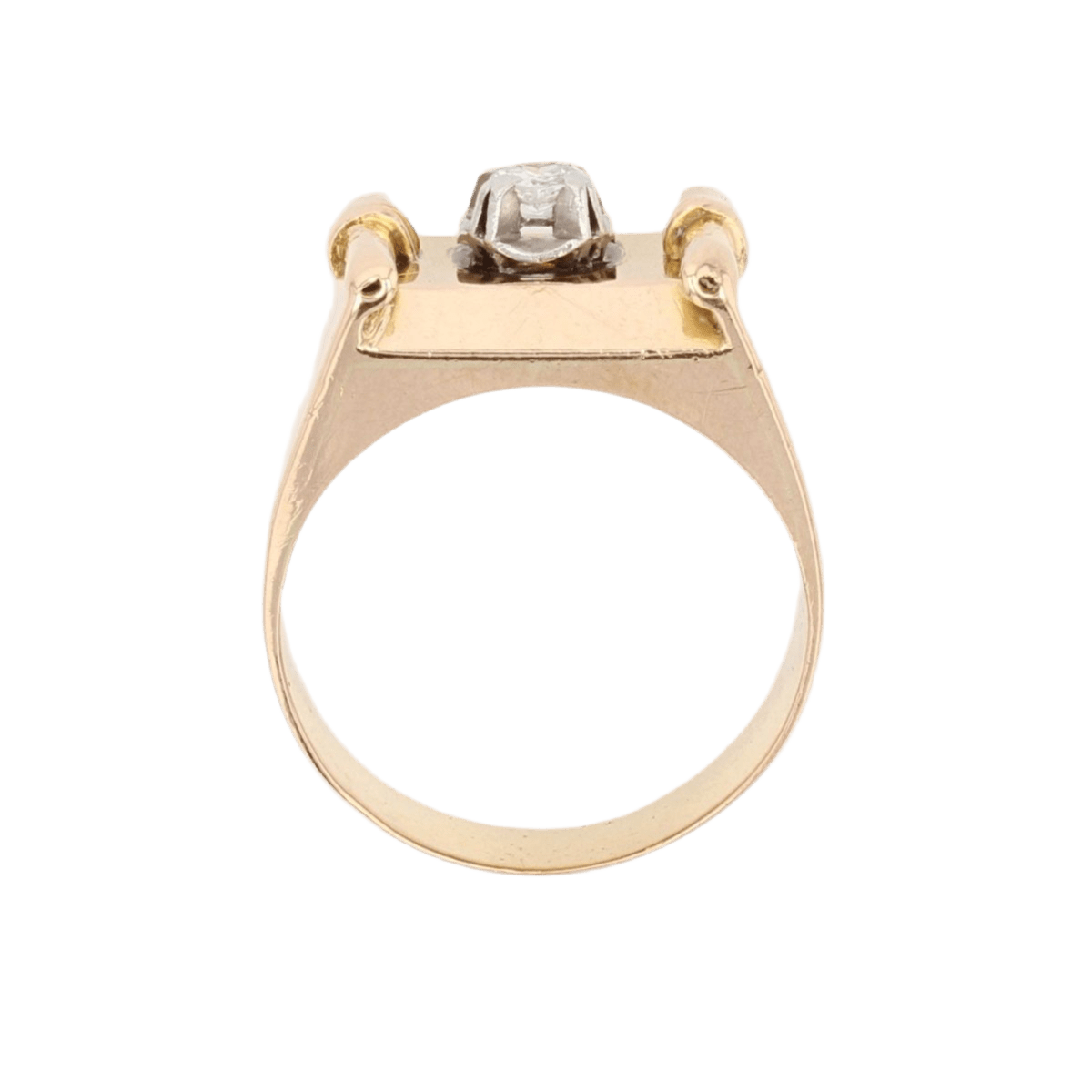 Bague Chevalière en or jaune et diamant - Castafiore