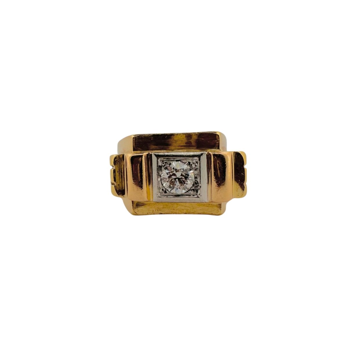 Bague Chevalière en or jaune et diamant - Castafiore