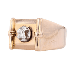 Bague Chevalière en or jaune et diamant - Castafiore