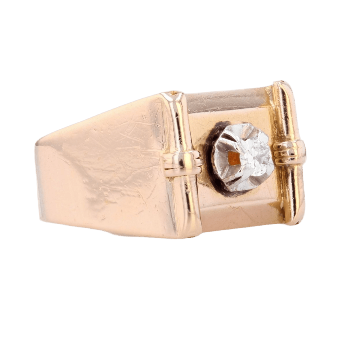 Bague Chevalière en or jaune et diamant - Castafiore