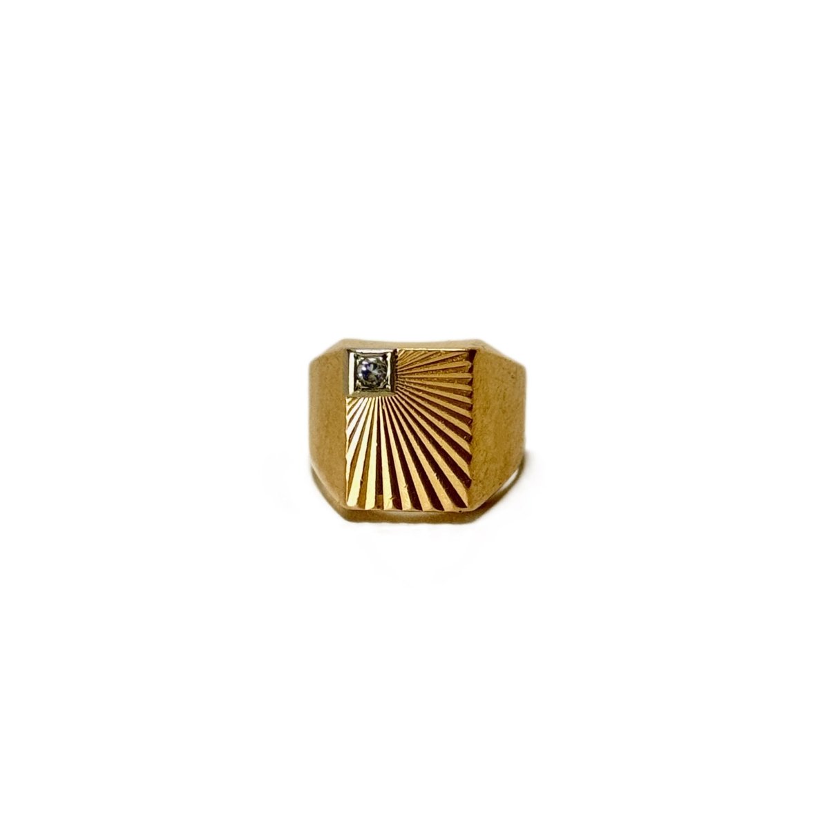 Bague chevalière en or jaune et diamant - Castafiore