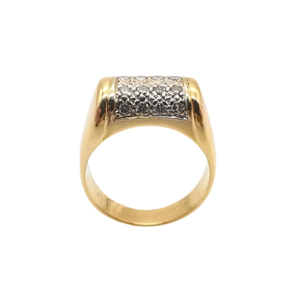 Bague chevalière en or jaune et diamant - Castafiore