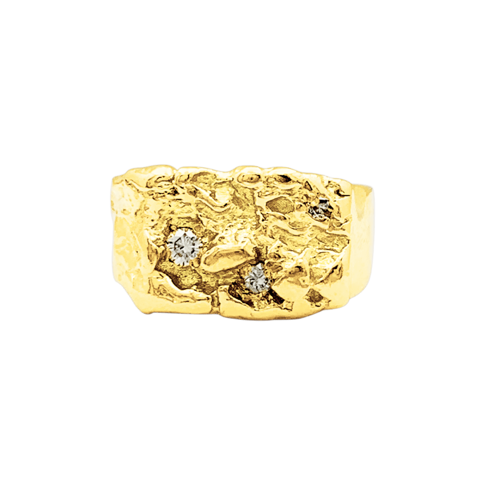 Ring signet ring, yellow gold, diamonds.