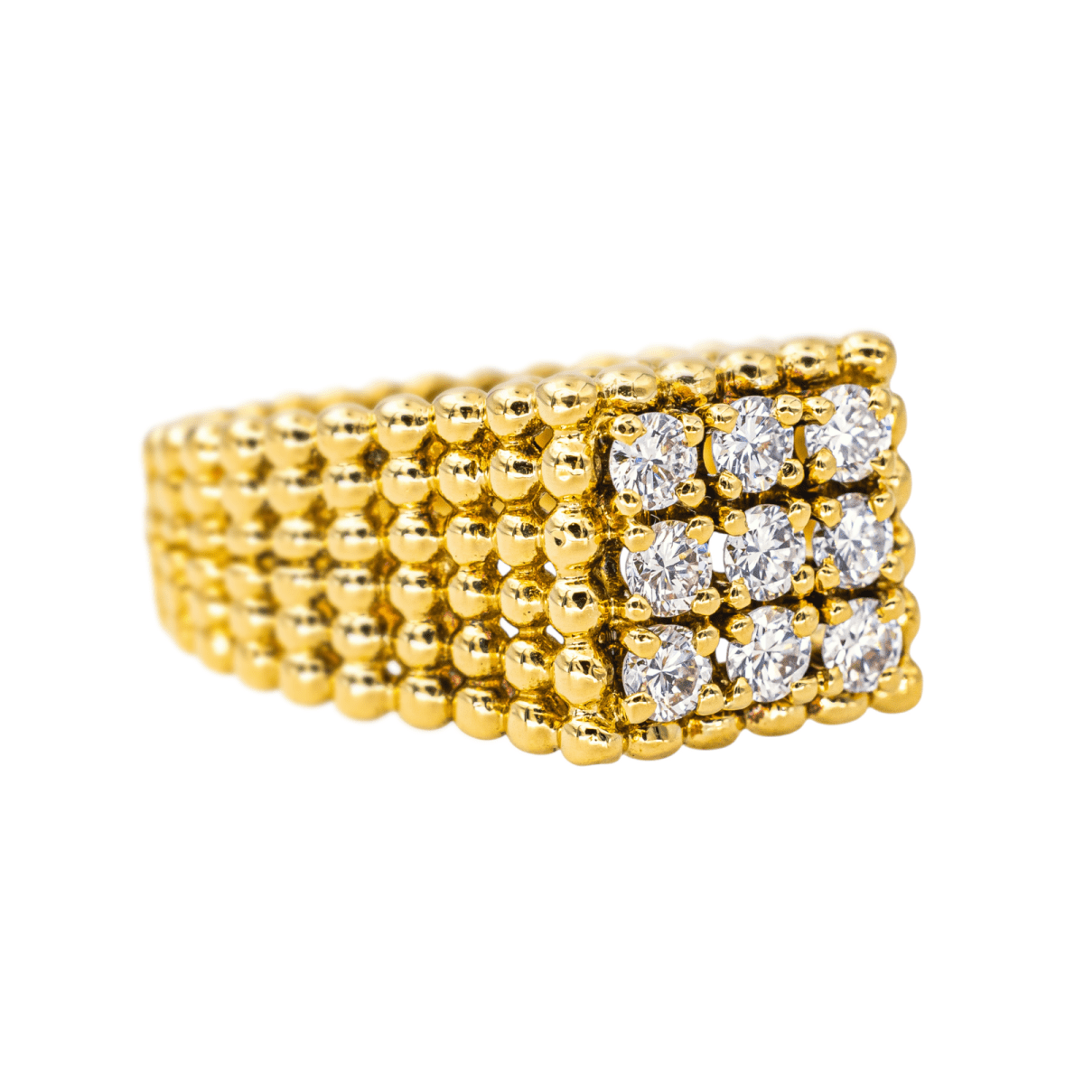 Bague Chevalière en or jaune et diamants - Castafiore