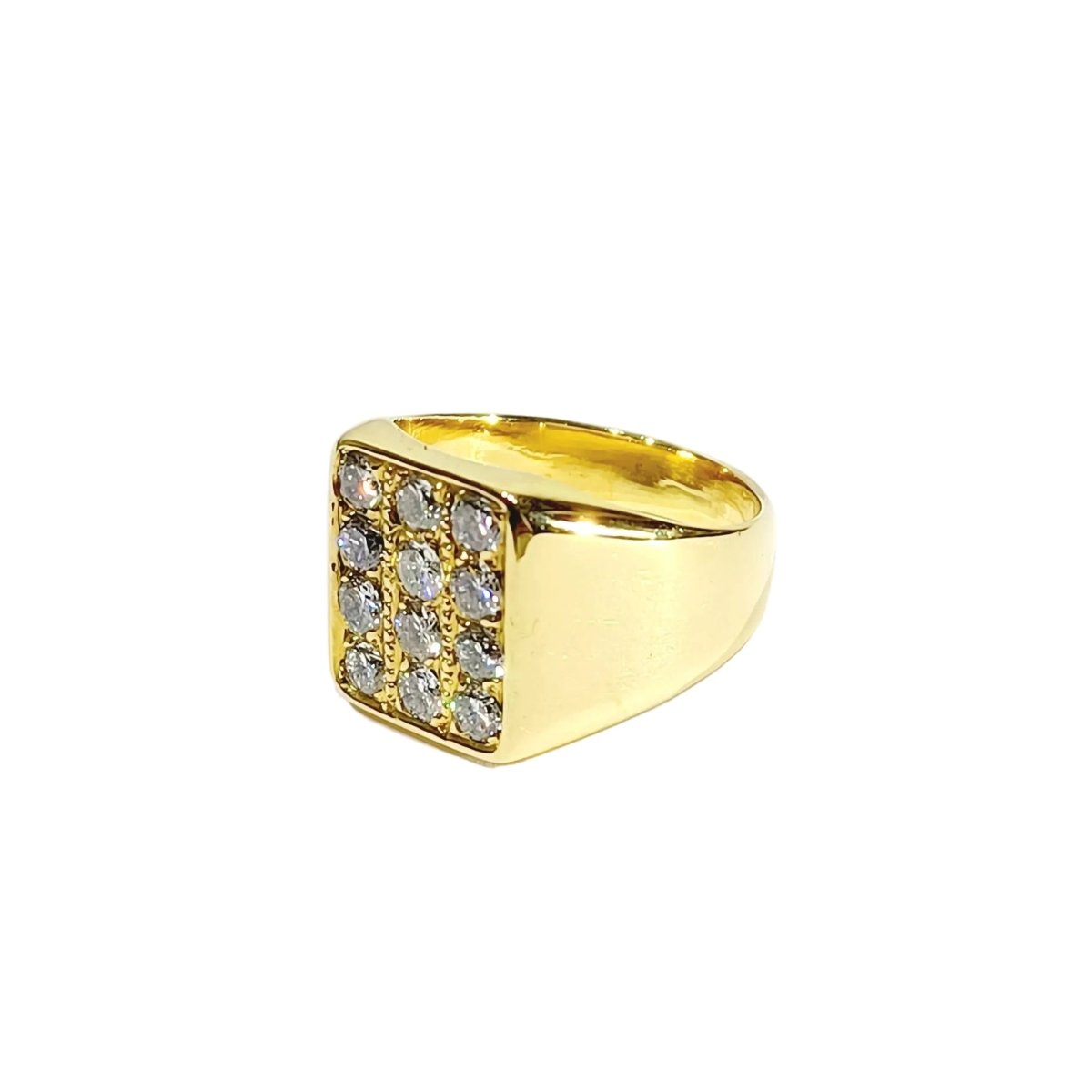 Bague Chevalière en or jaune et diamants - Castafiore