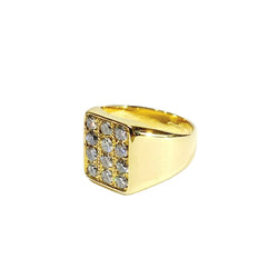 Bague Chevalière en or jaune et diamants - Castafiore