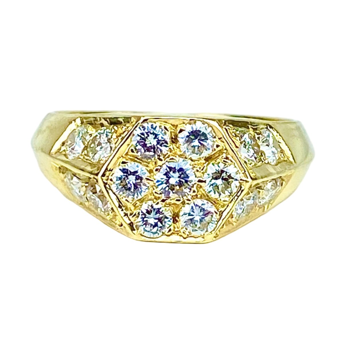 Bague Chevalière en or jaune et diamants - Castafiore