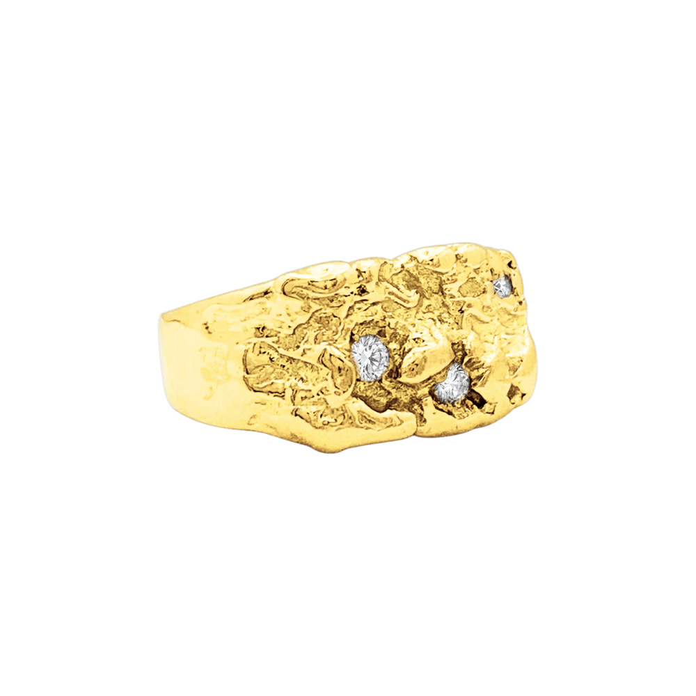 Ring signet ring, yellow gold, diamonds.
