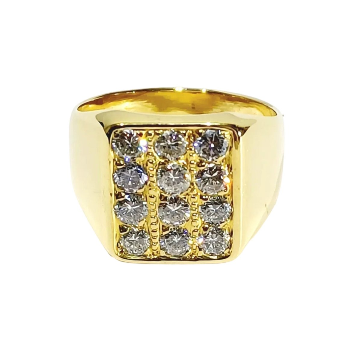 Bague Chevalière en or jaune et diamants - Castafiore
